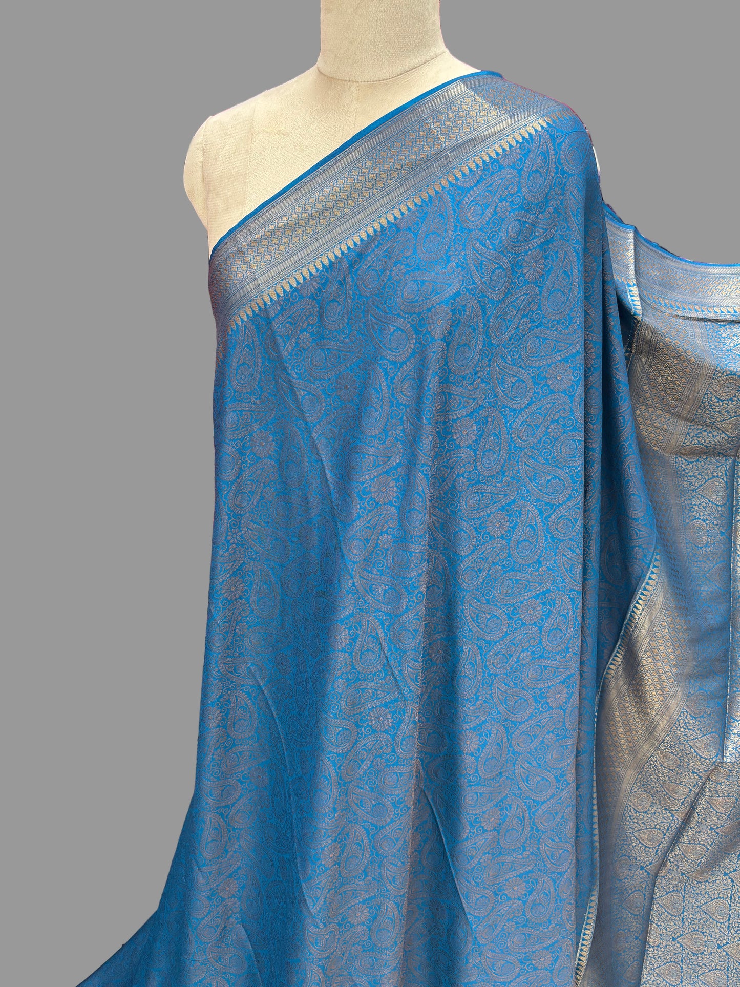 Semi Mysore Crepe (Neem Zari Brocade - Antique Look)