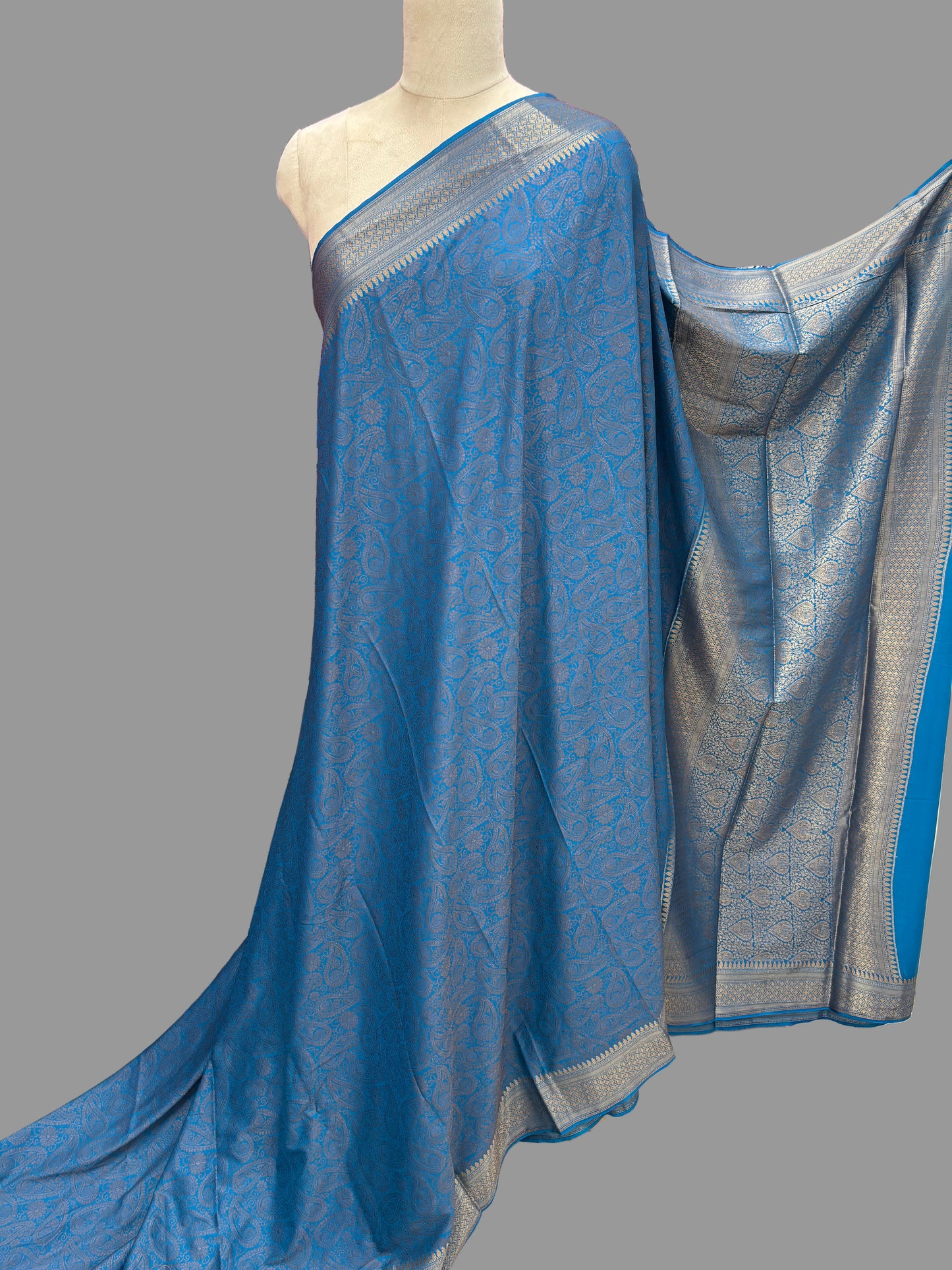 Semi Mysore Crepe (Neem Zari Brocade - Antique Look)