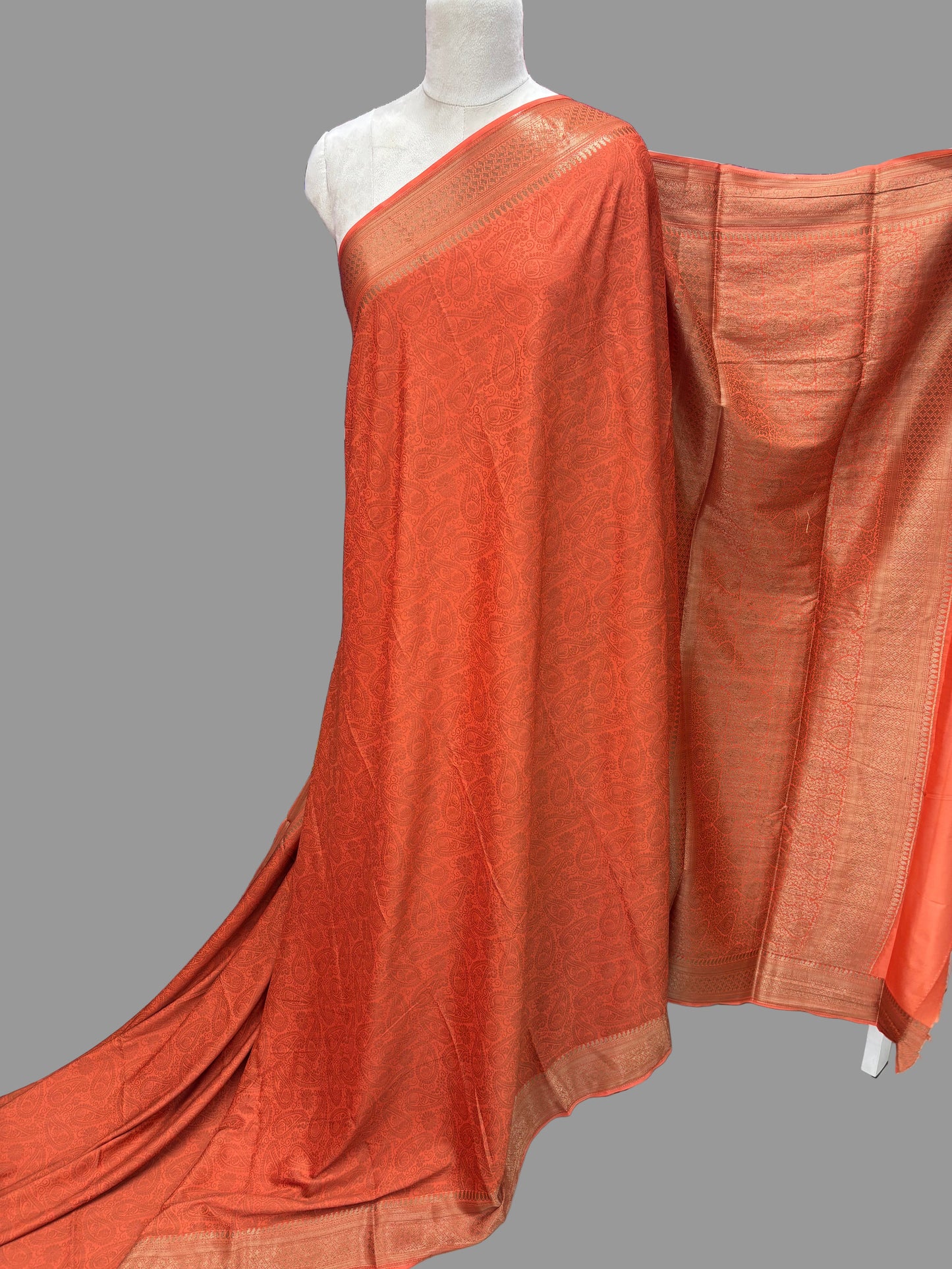 Semi Mysore Crepe (Neem Zari Brocade - Antique Look)