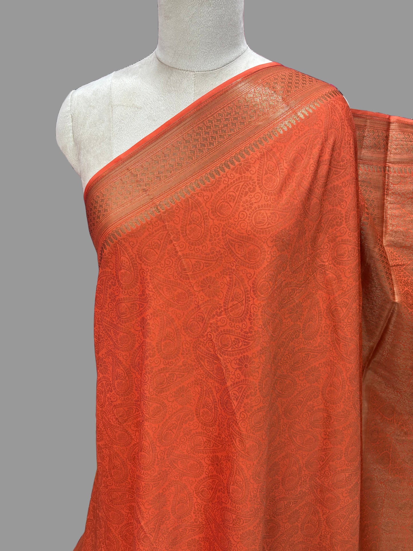 Semi Mysore Crepe (Neem Zari Brocade - Antique Look)