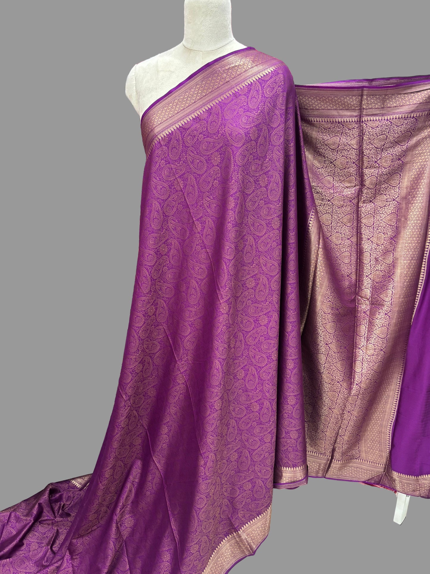 Semi Mysore Crepe (Neem Zari Brocade - Antique Look)