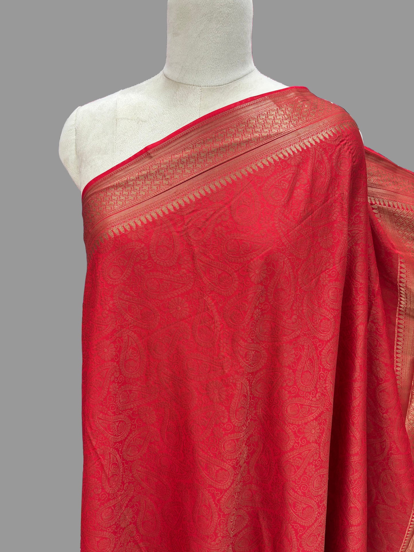 Semi Mysore Crepe (Neem Zari Brocade - Antique Look)