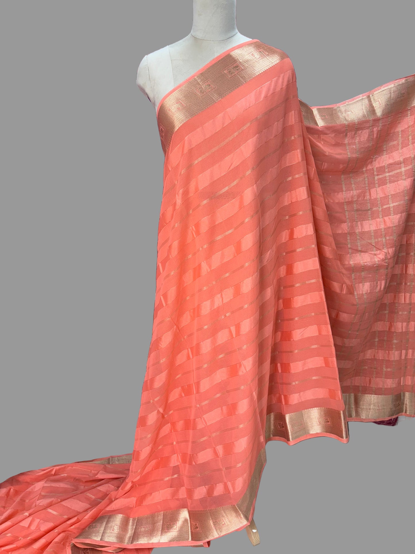 Georgette with Satin Strips