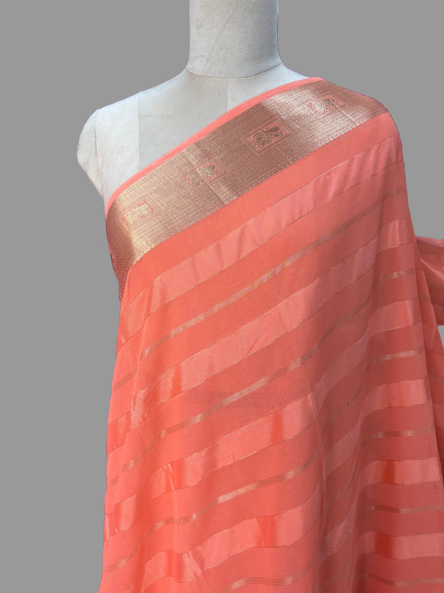 Georgette with Satin Strips