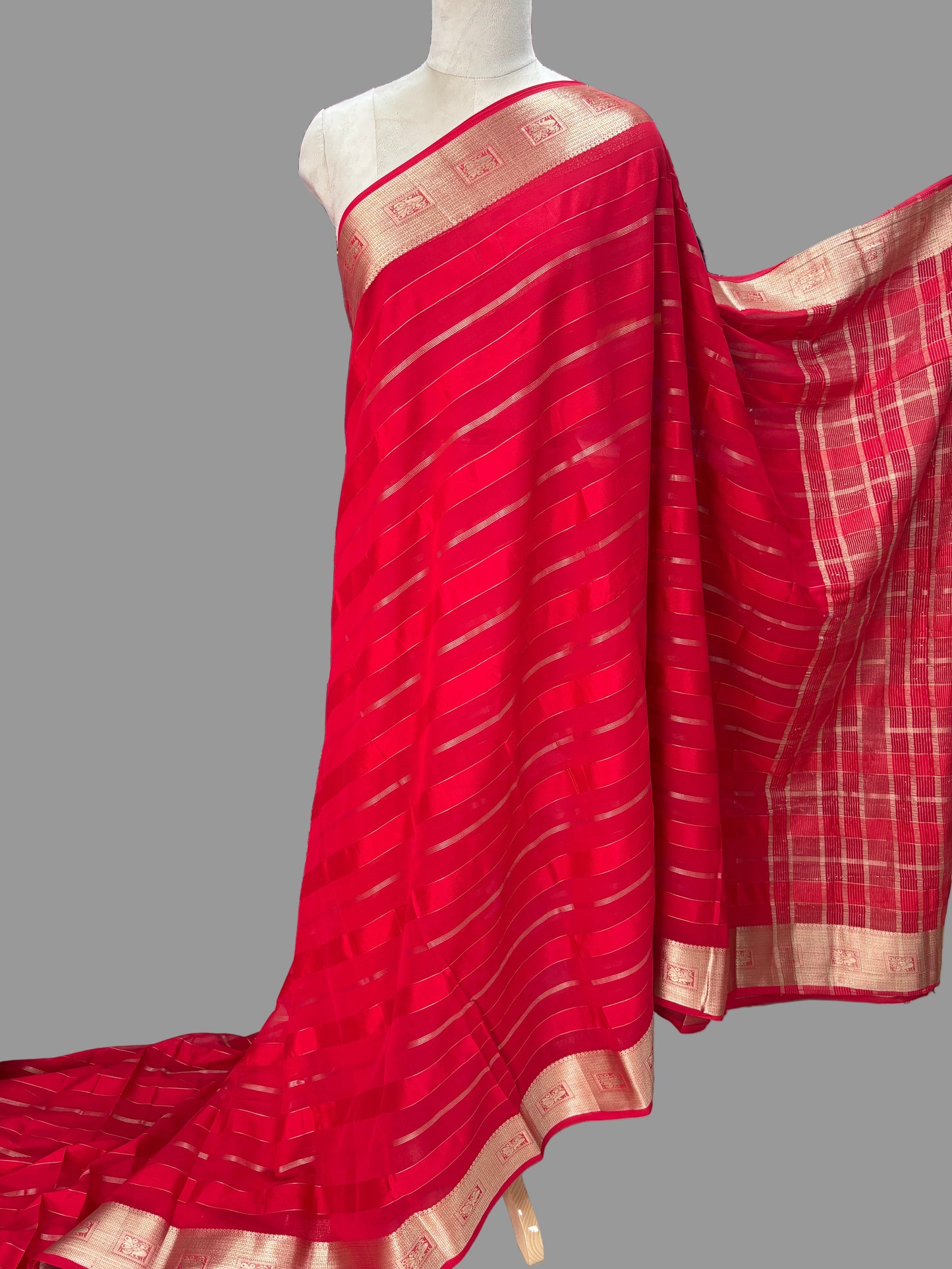 Georgette with Satin Strips