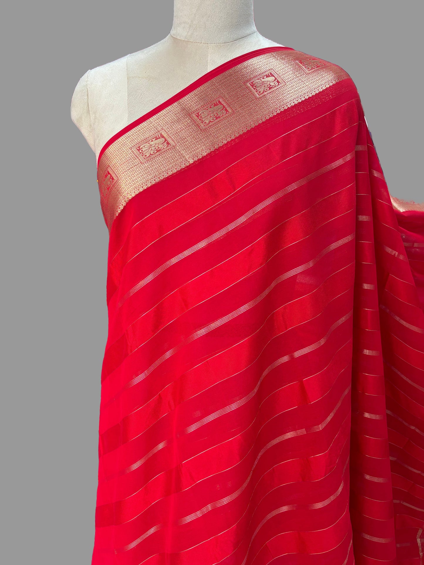 Georgette with Satin Strips