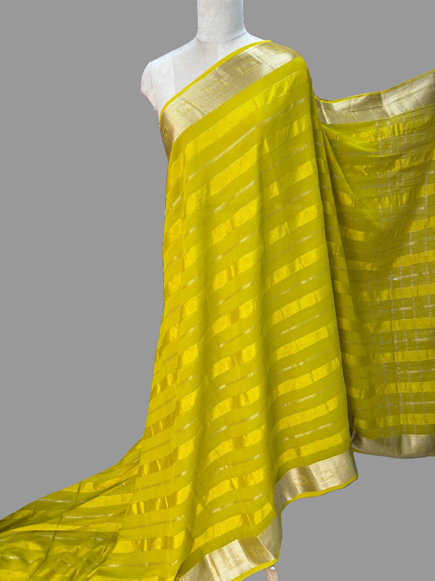 Georgette with Satin Strips