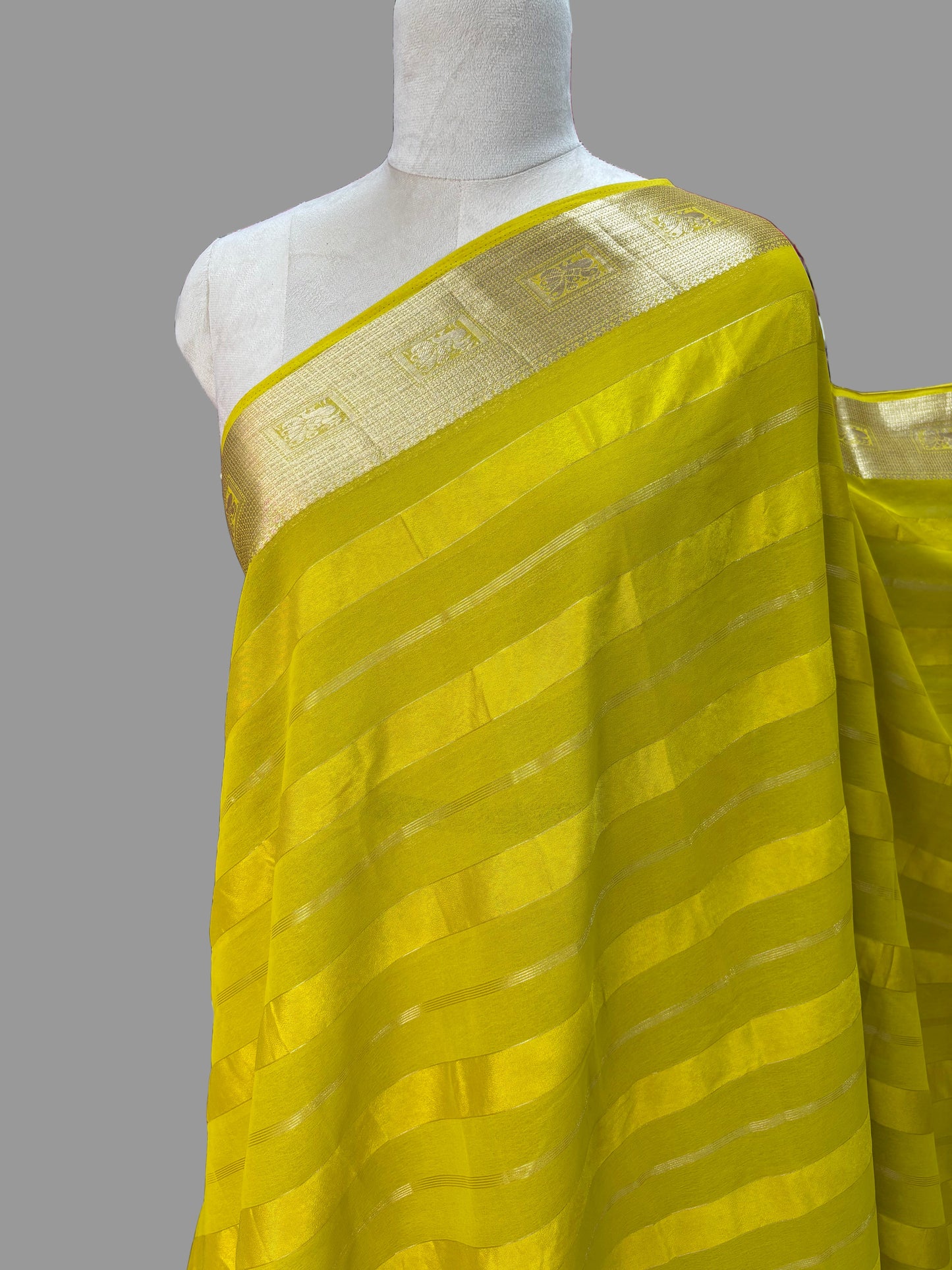 Georgette with Satin Strips