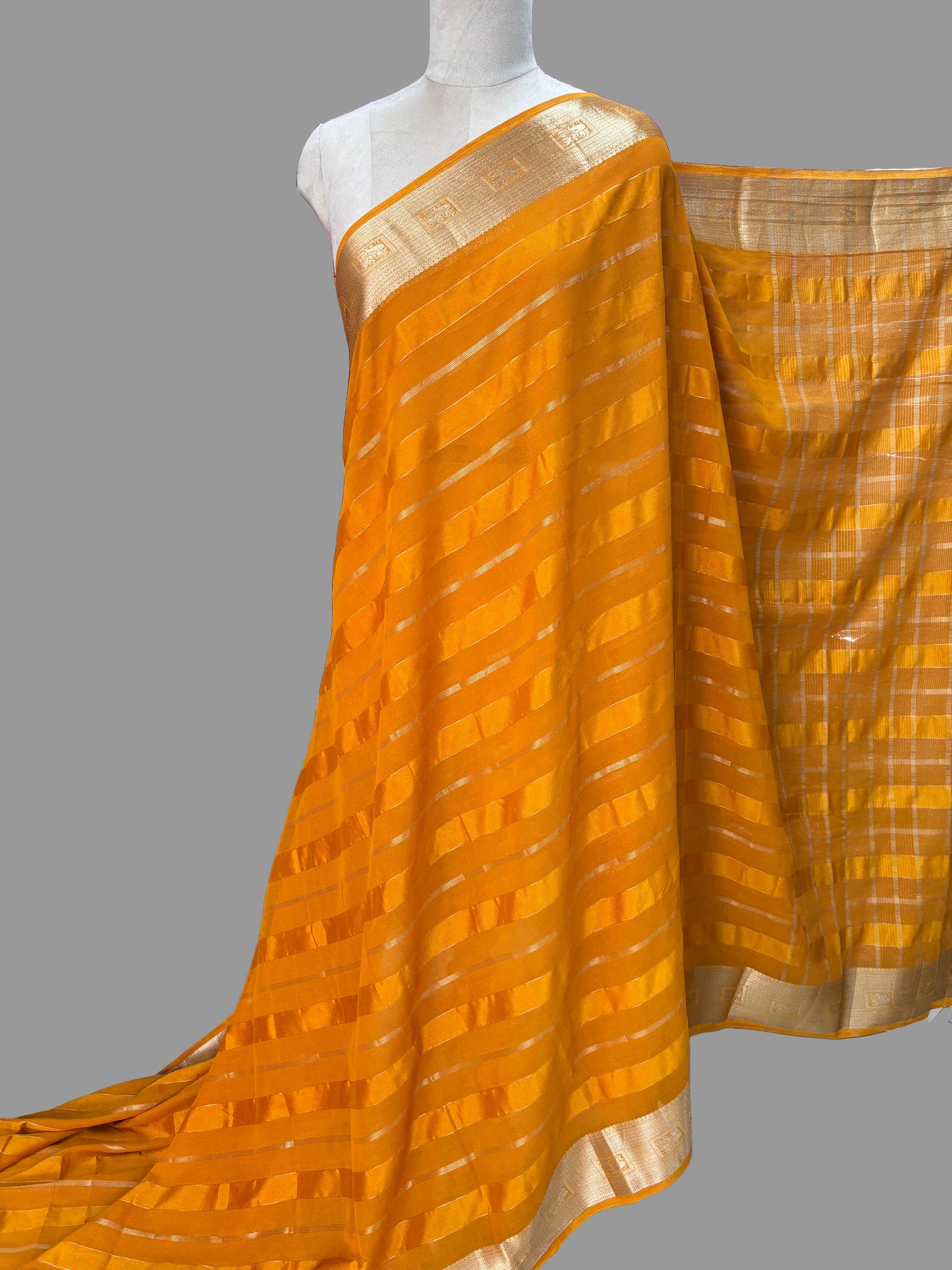 Georgette with Satin Strips