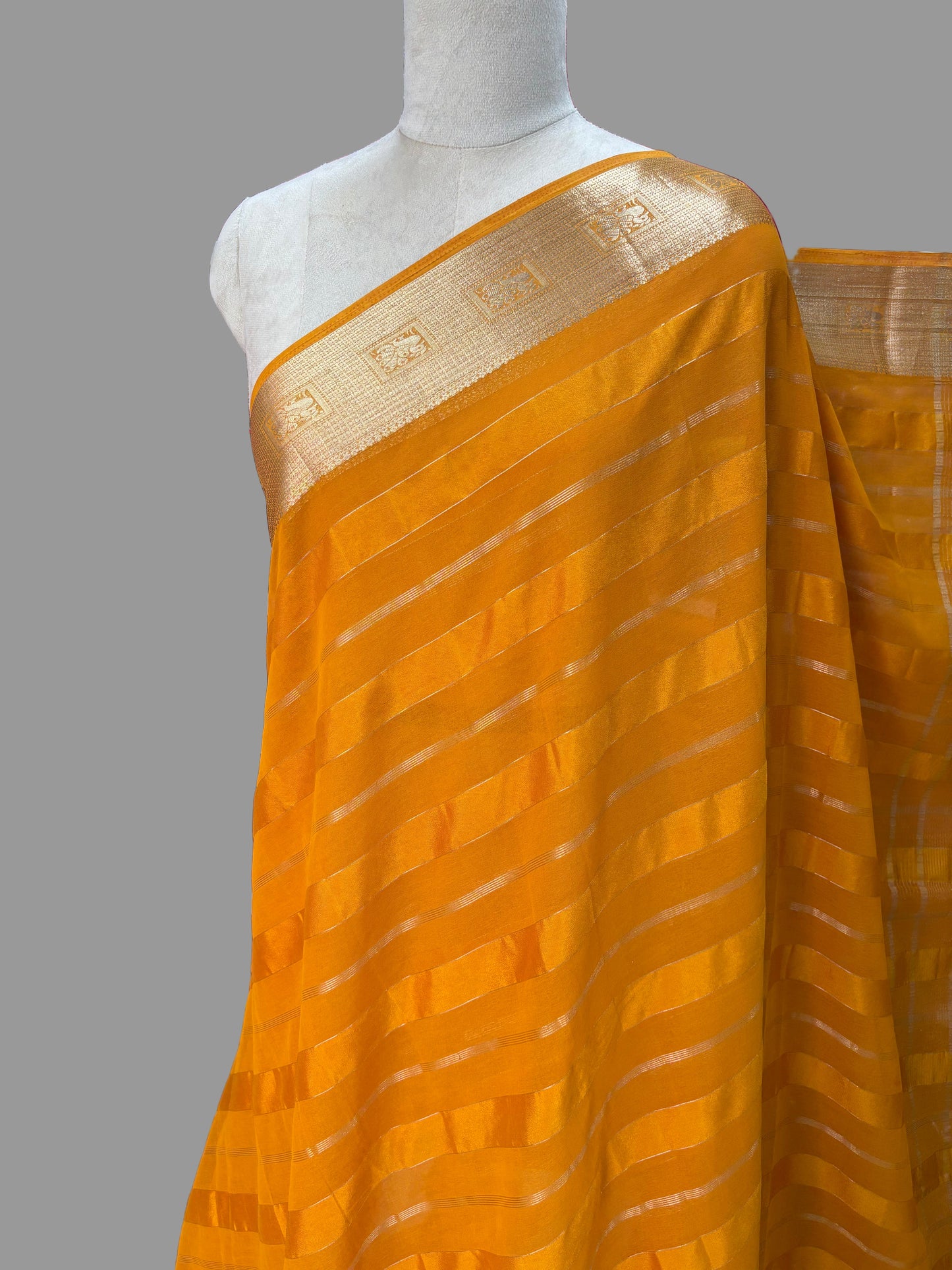 Georgette with Satin Strips