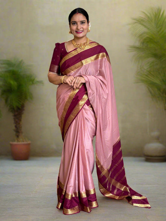 Semi Mysore Crepe (Premium, Floral Bentex Border)