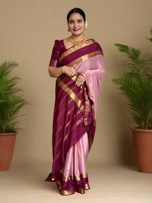 Semi Mysore Crepe (Premium, Floral Bentex Border)