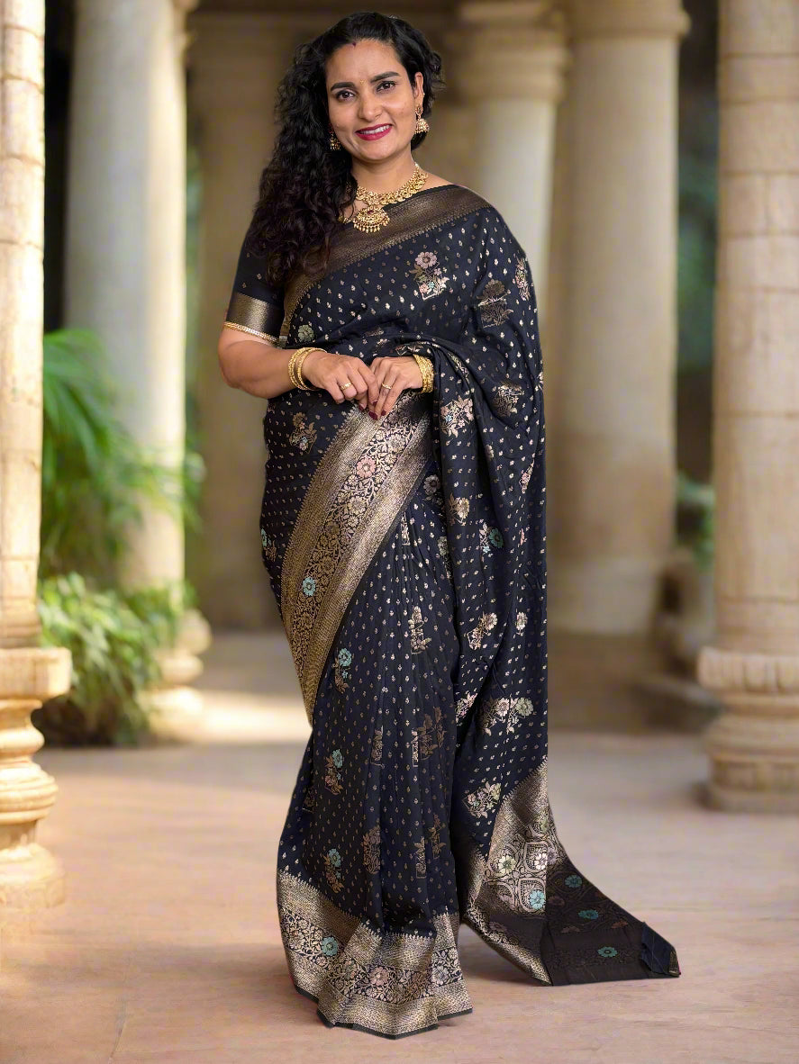 Banarasi Khaddi Georgette (Floral Meena Motifs)