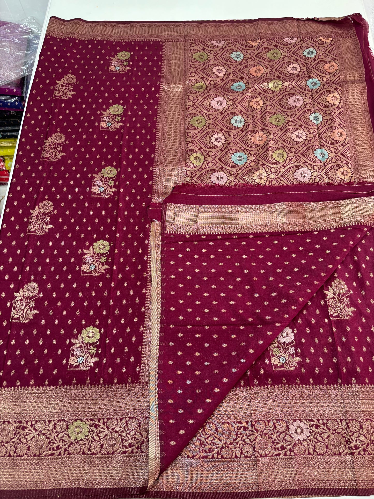 Banarasi Khaddi Georgette (Floral Meena Motifs)