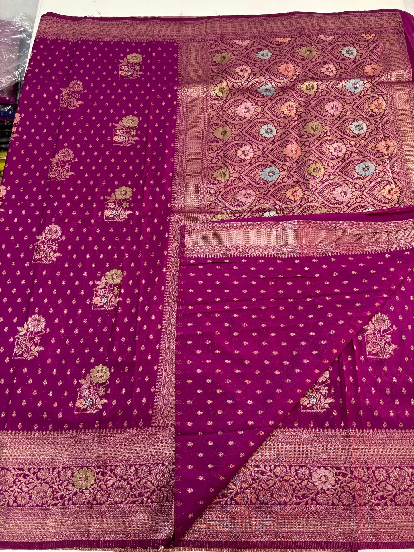Banarasi Khaddi Georgette (Floral Meena Motifs)