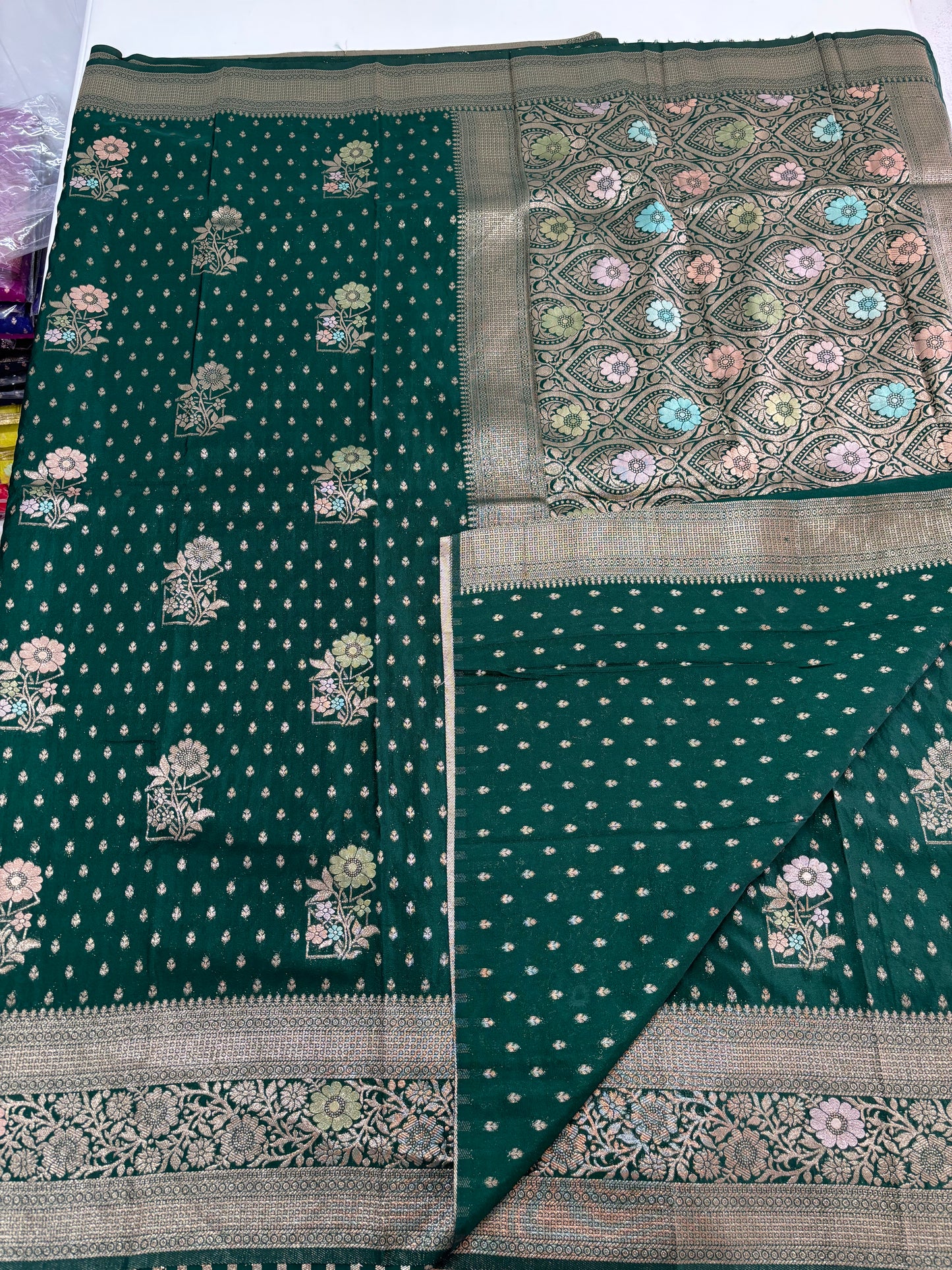 Banarasi Khaddi Georgette (Floral Meena Motifs)