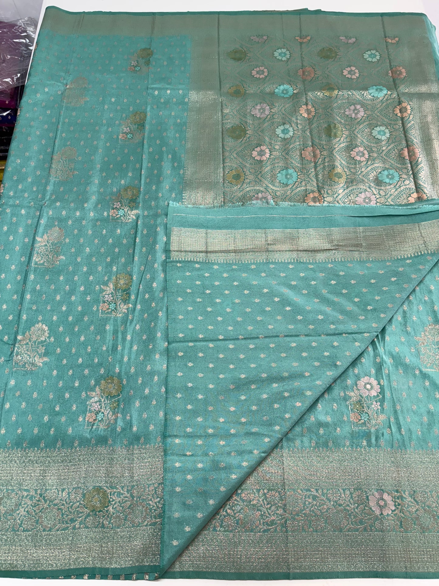 Banarasi Khaddi Georgette (Floral Meena Motifs)
