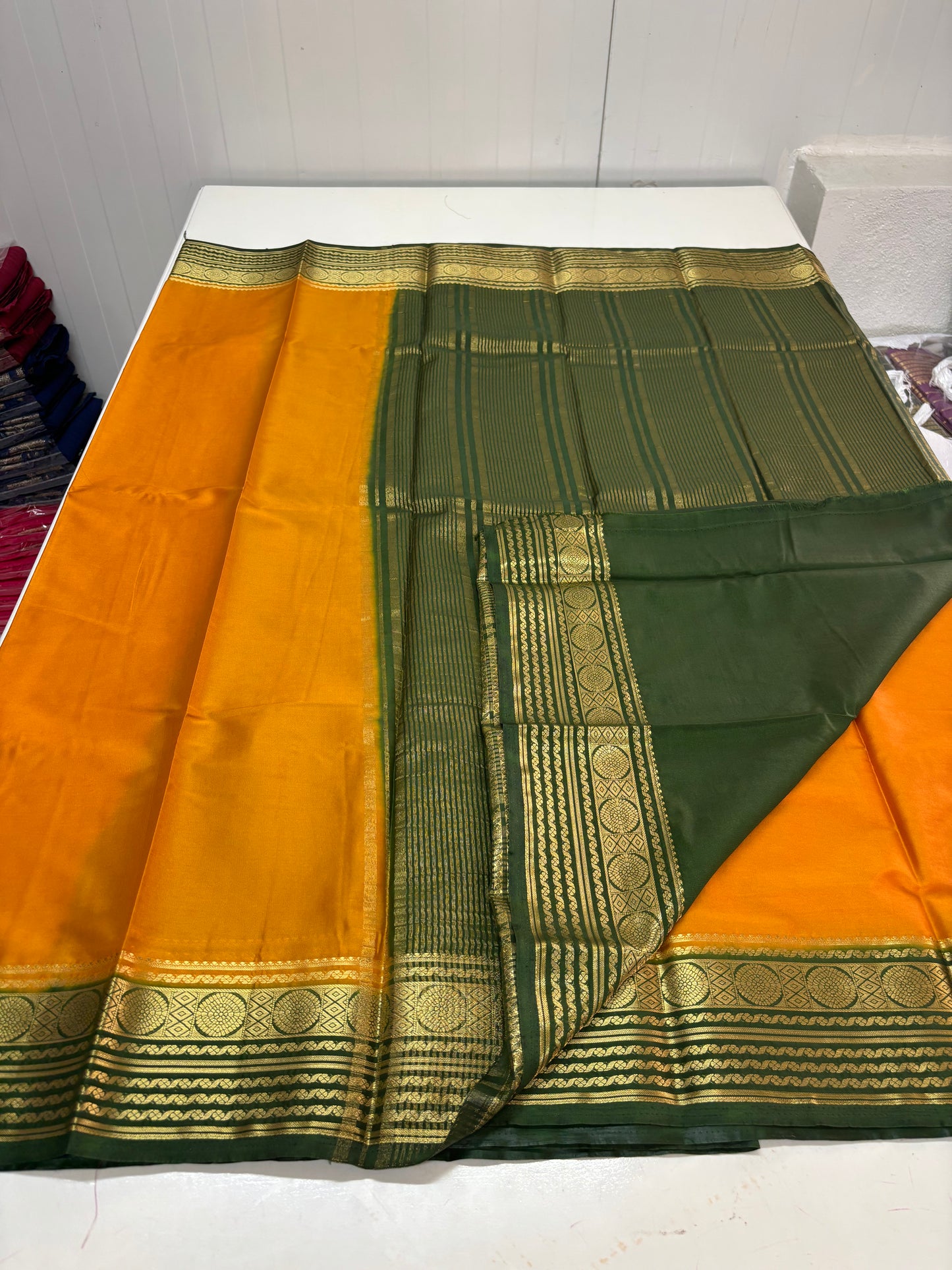 Semi Mysore Crepe (Circle Sequence Border)