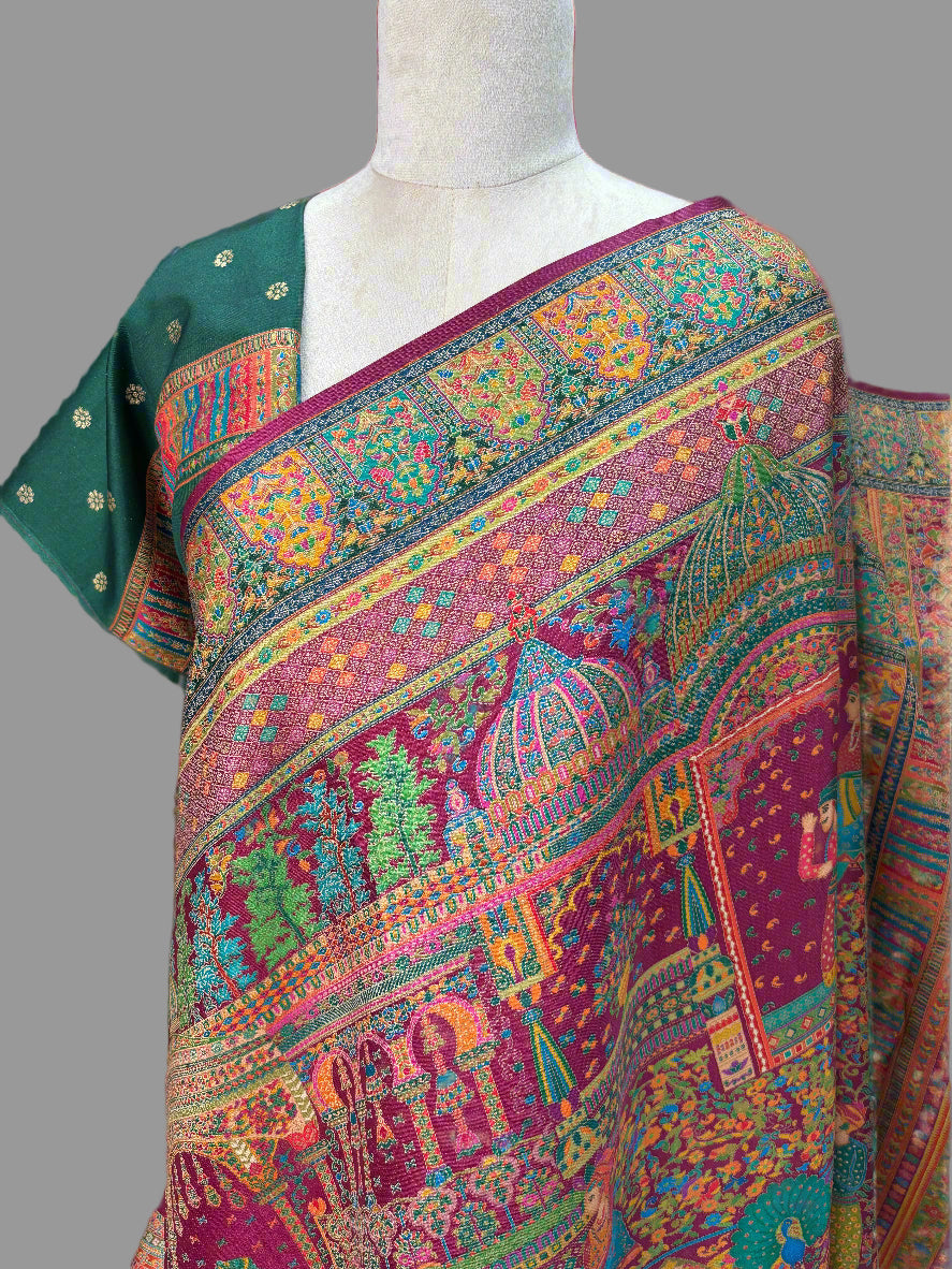 Premium Pashmina Saree (Darbar Theme)