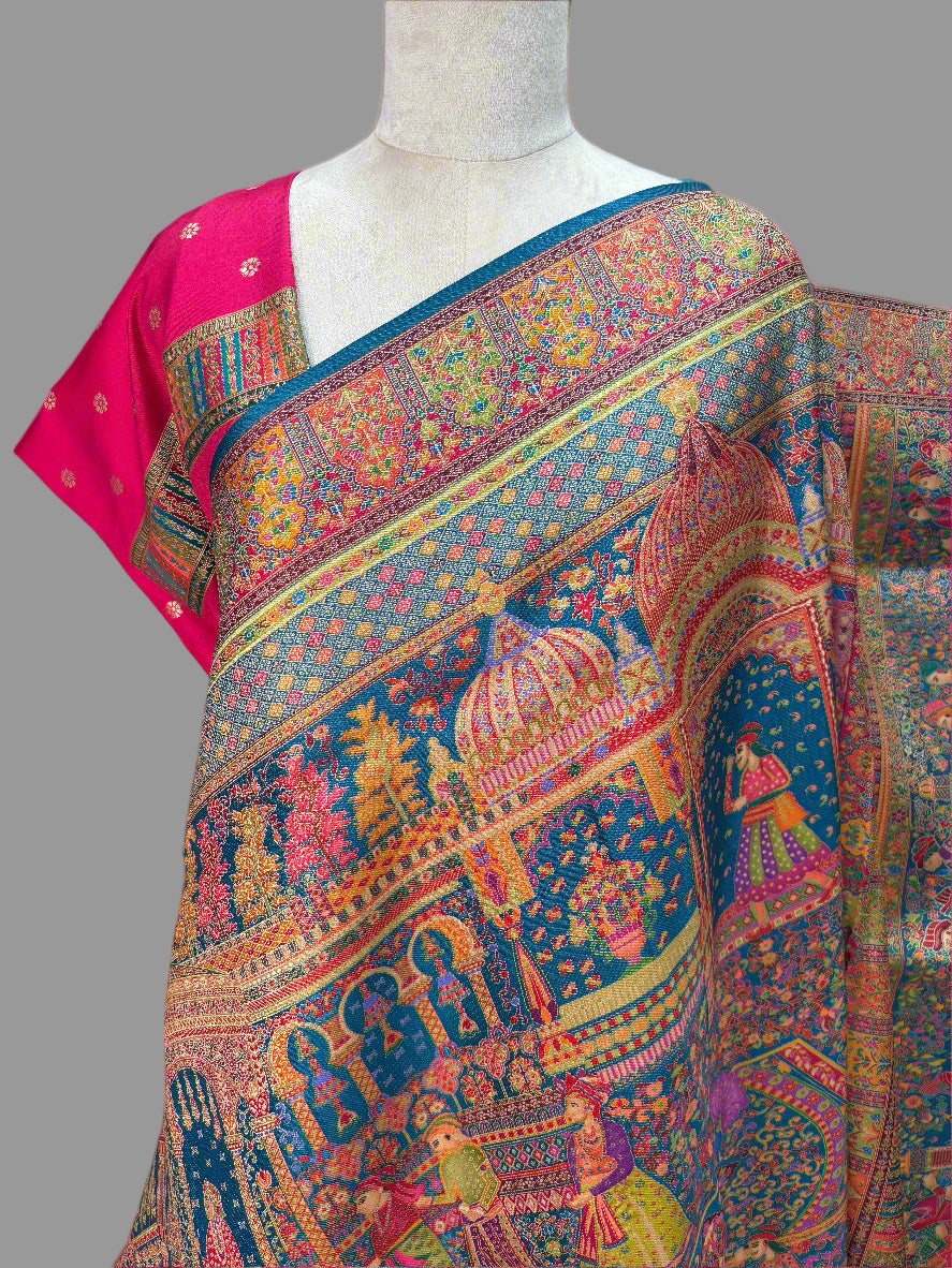 Premium Pashmina Saree (Darbar Theme)