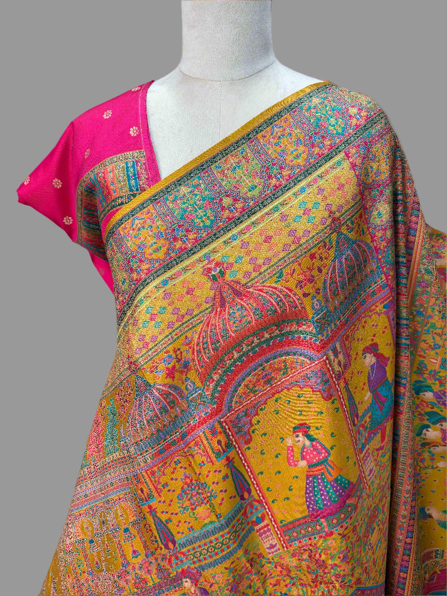 Premium Pashmina Saree (Darbar Theme)