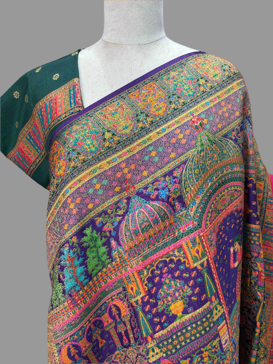 Premium Pashmina Saree (Darbar Theme)