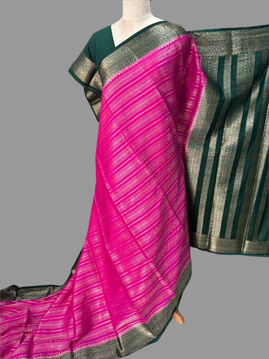 Semi Mysore Crepe (Horizontal Lines and Grand Chit Pallu)