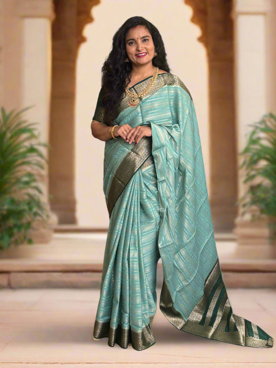 Semi Mysore Crepe (Horizontal Lines and Grand Chit Pallu)