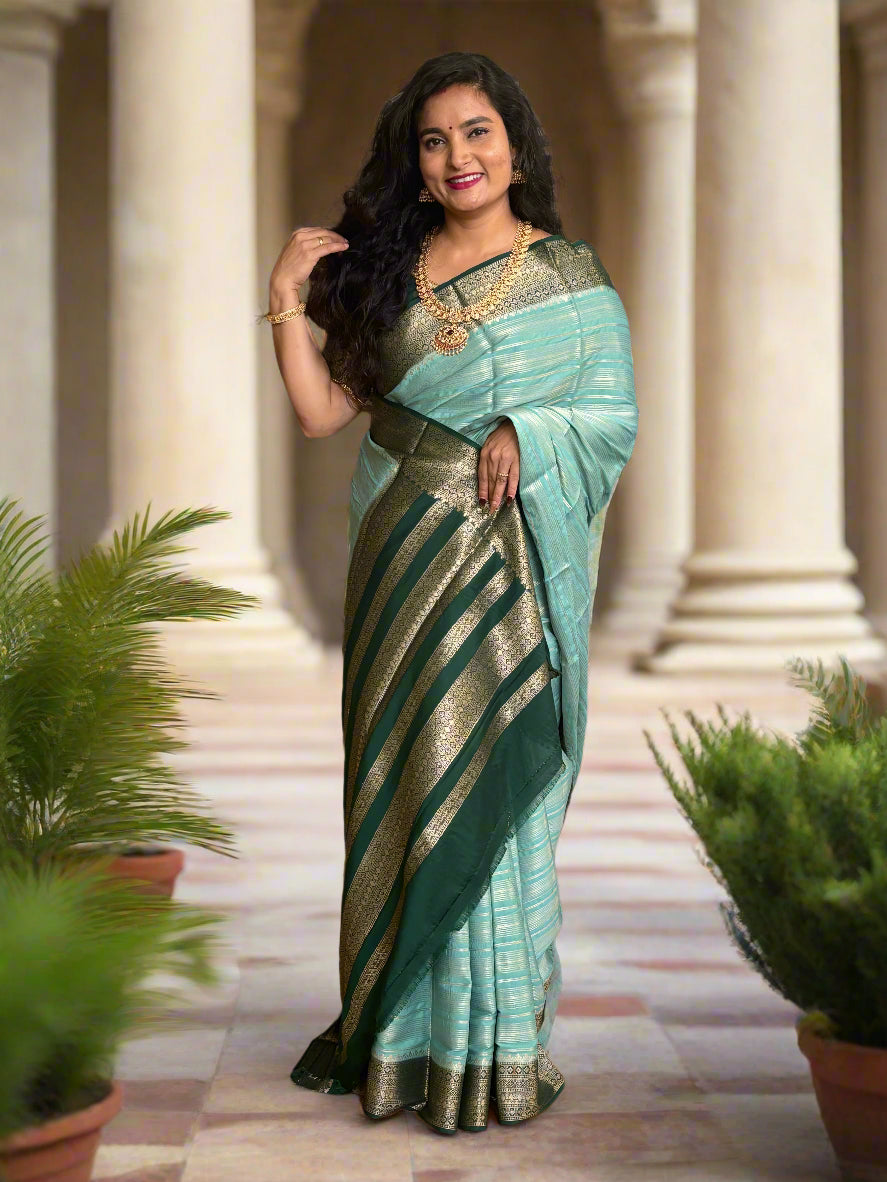 Semi Mysore Crepe (Horizontal Lines and Grand Chit Pallu)