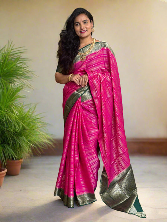 Semi Mysore Crepe (Horizontal Lines and Grand Chit Pallu)