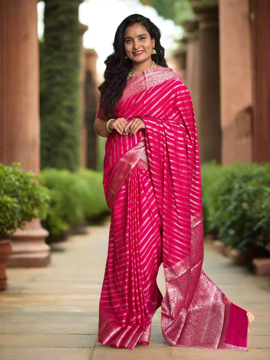 Banarasi Georgette (Grand Pallu and Rich Leaf Border)