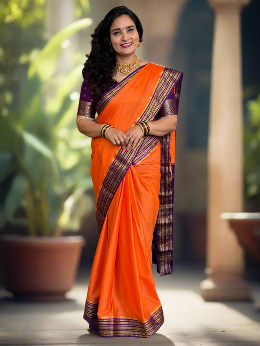 Semi Mysore Crepe (3 lines floral border)