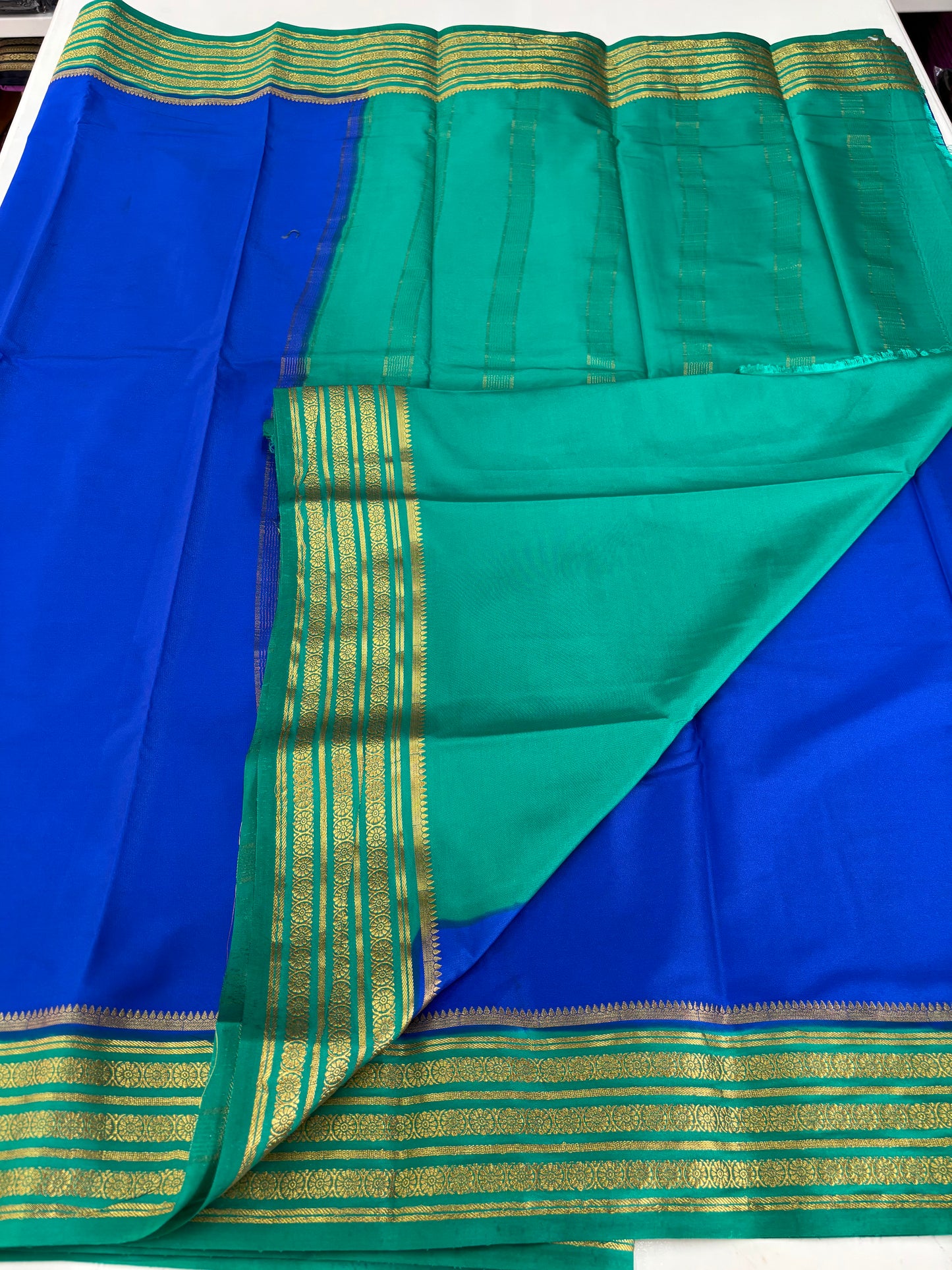 Semi Mysore Crepe (3 lines floral border)