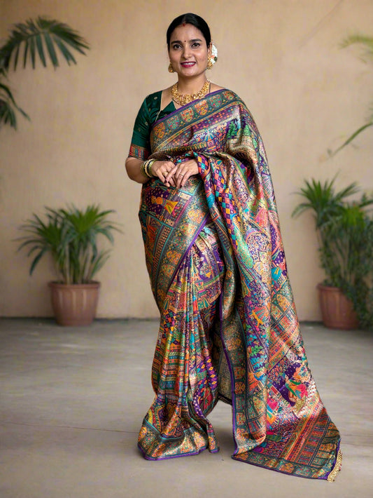 Premium Pashmina Saree (Darbar Theme)