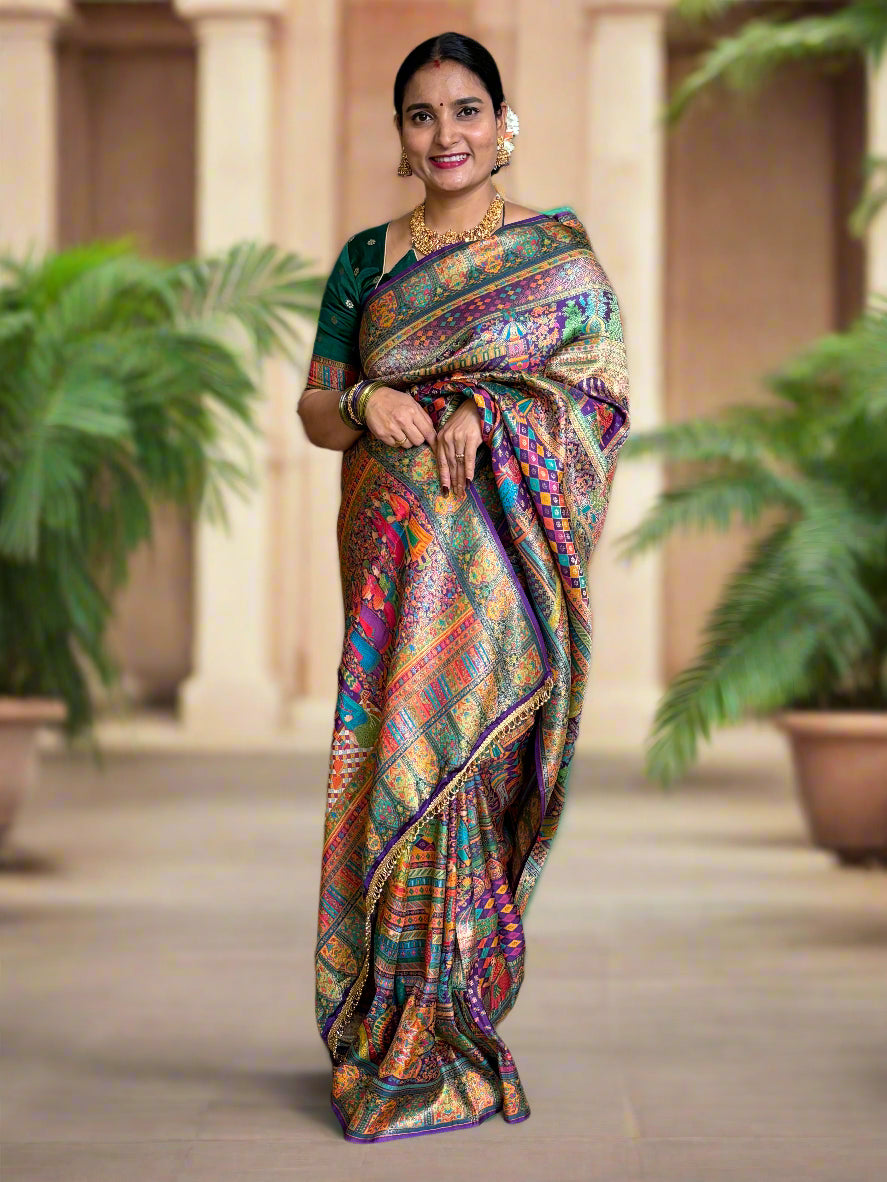 Premium Pashmina Saree (Darbar Theme)