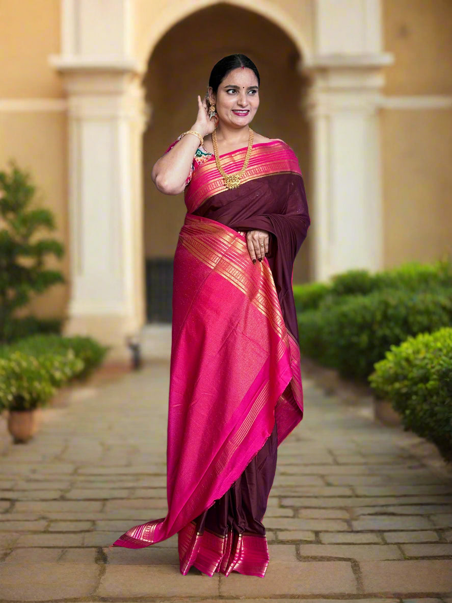 Semi Mysore Crepe (Medium Sequence Border)