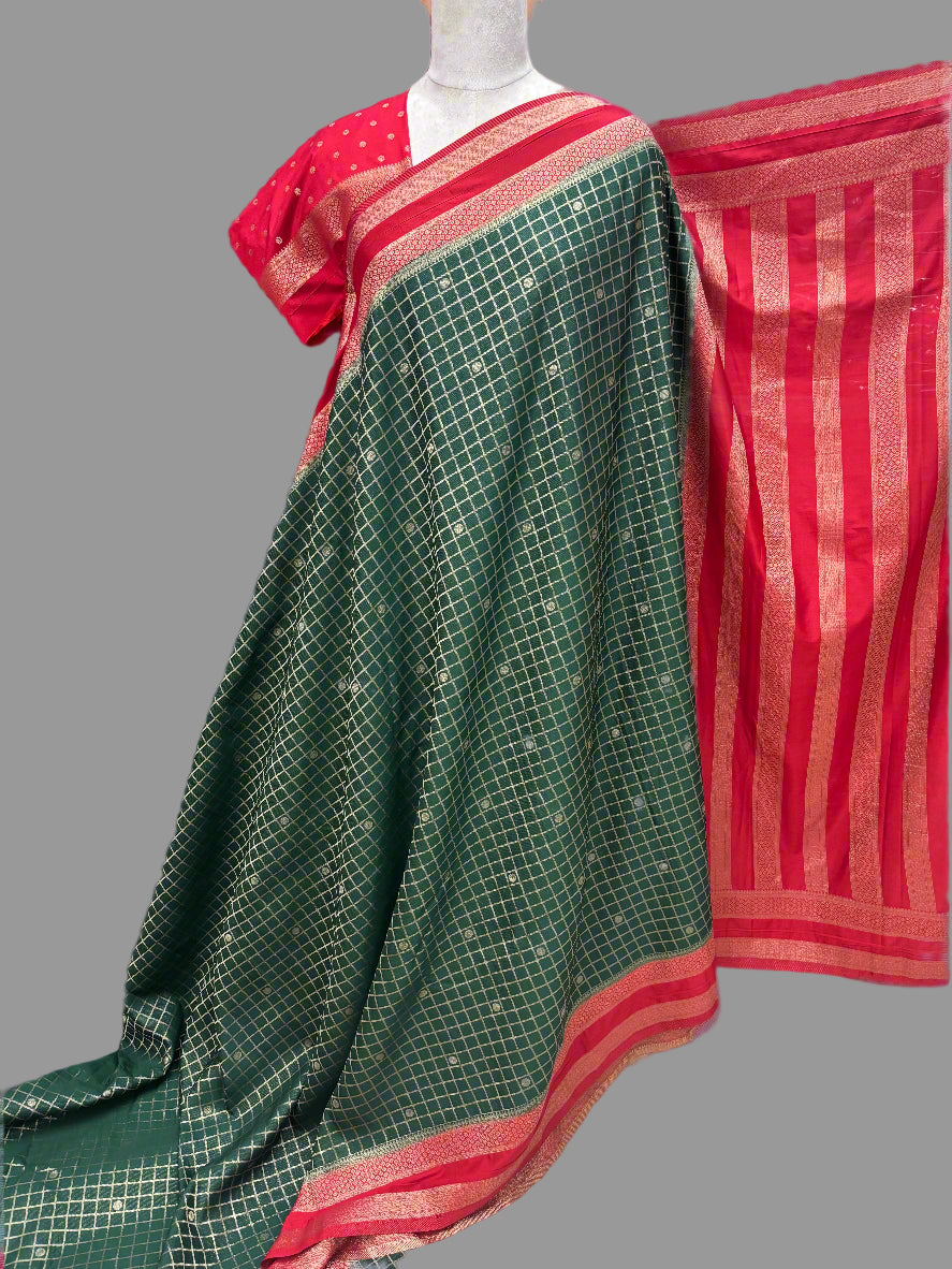 Semi Mysore Crepe (Premium, Brocade Checks Bentex Border)