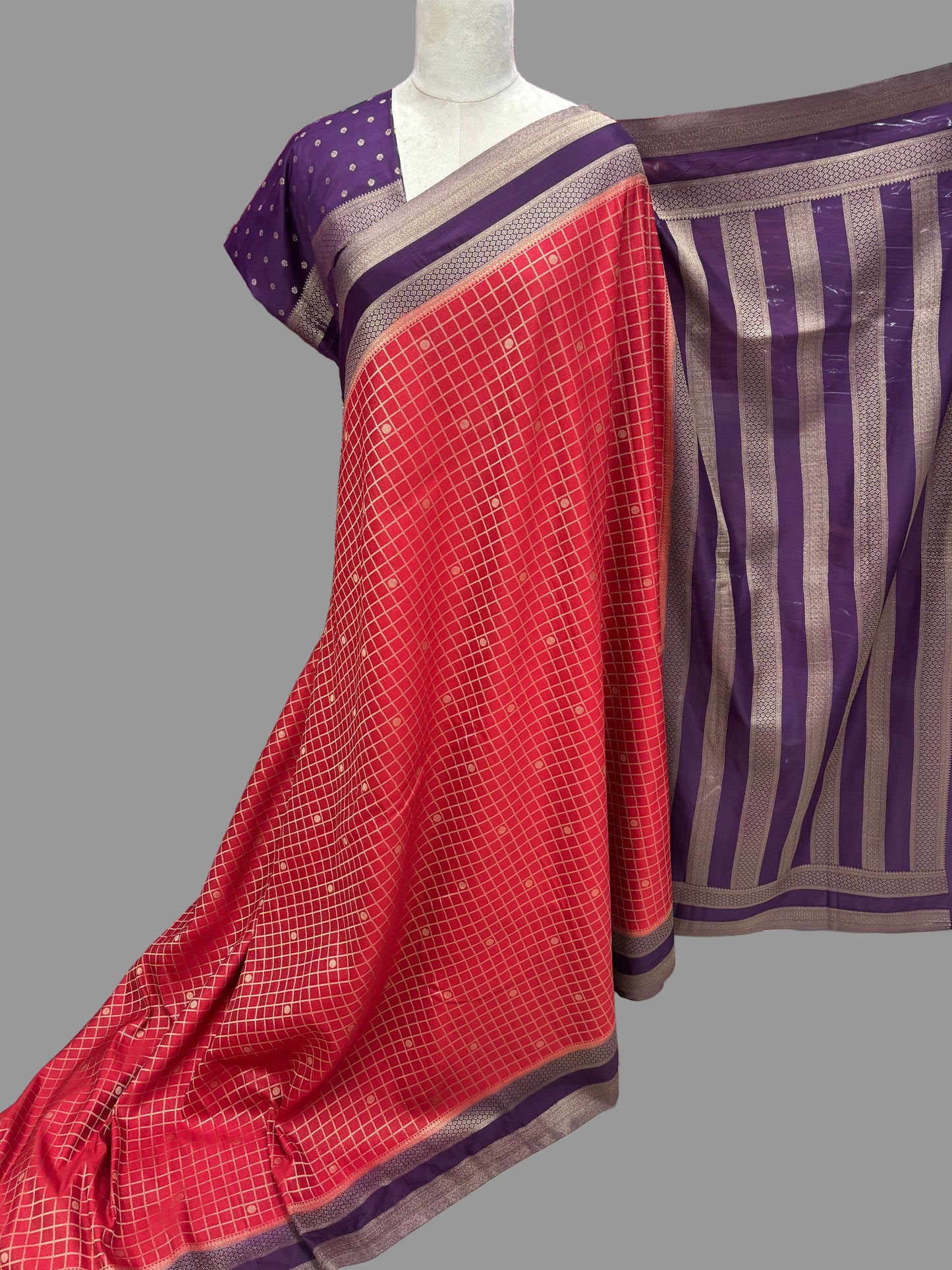 Semi Mysore Crepe (Premium, Brocade Checks Bentex Border)