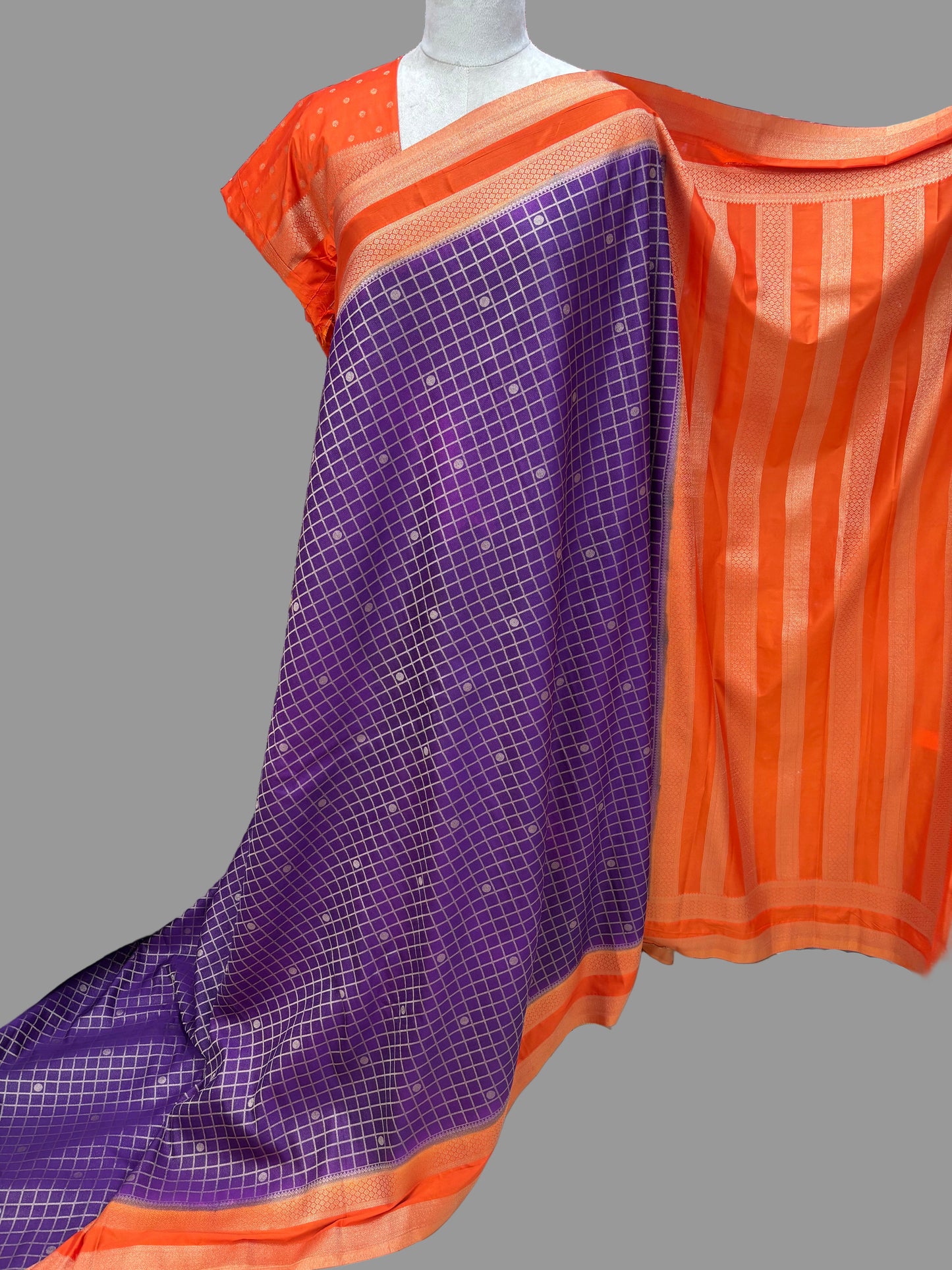 Semi Mysore Crepe (Premium, Brocade Checks Bentex Border)