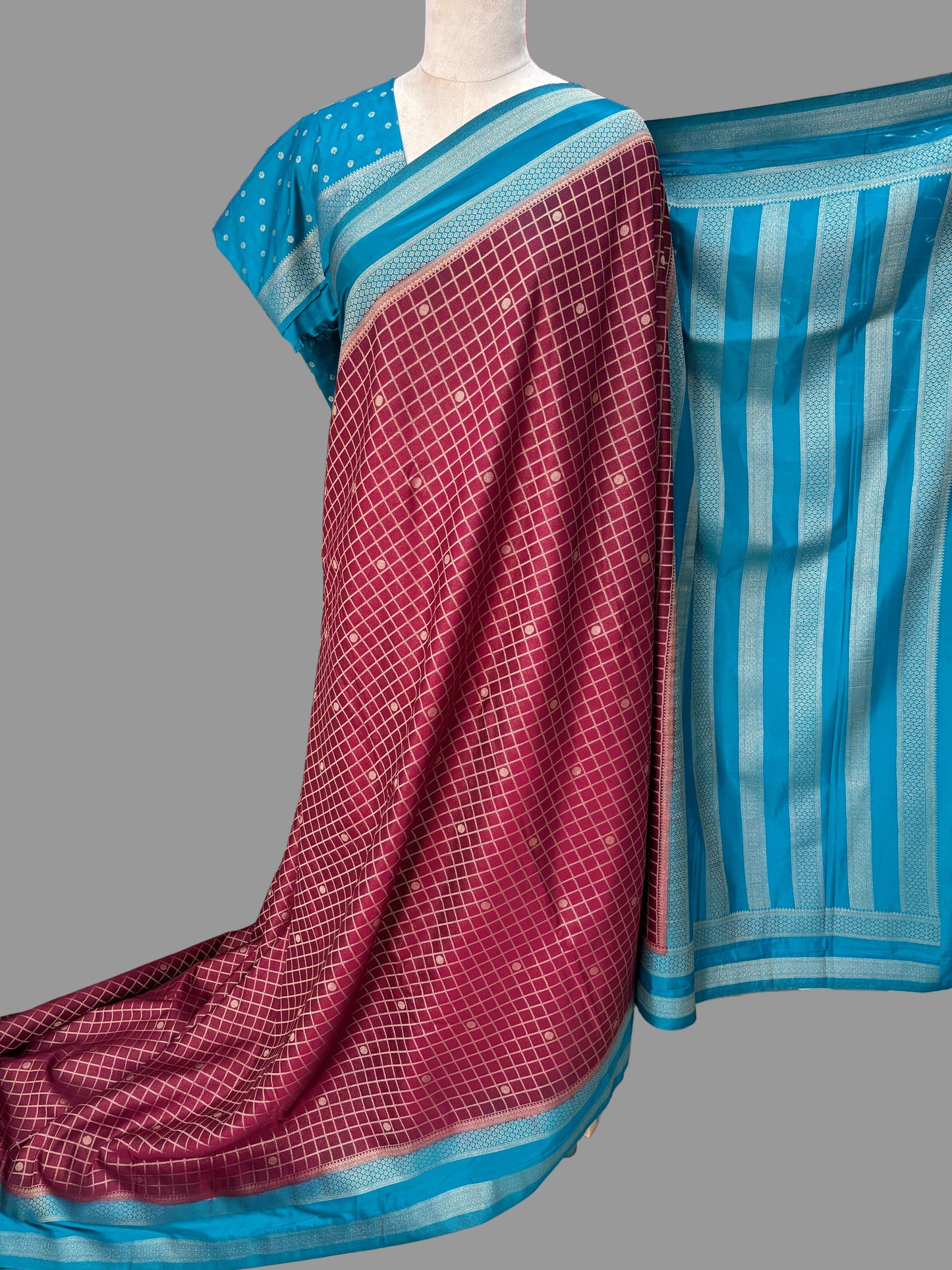 Semi Mysore Crepe (Premium, Brocade Checks Bentex Border)