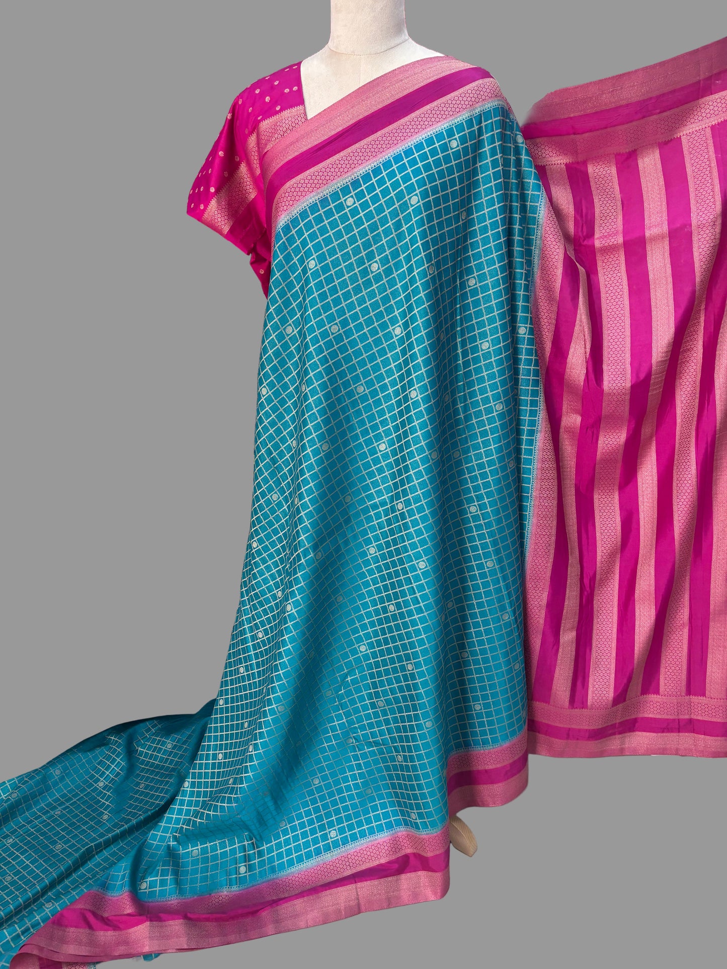 Semi Mysore Crepe (Premium, Brocade Checks Bentex Border)