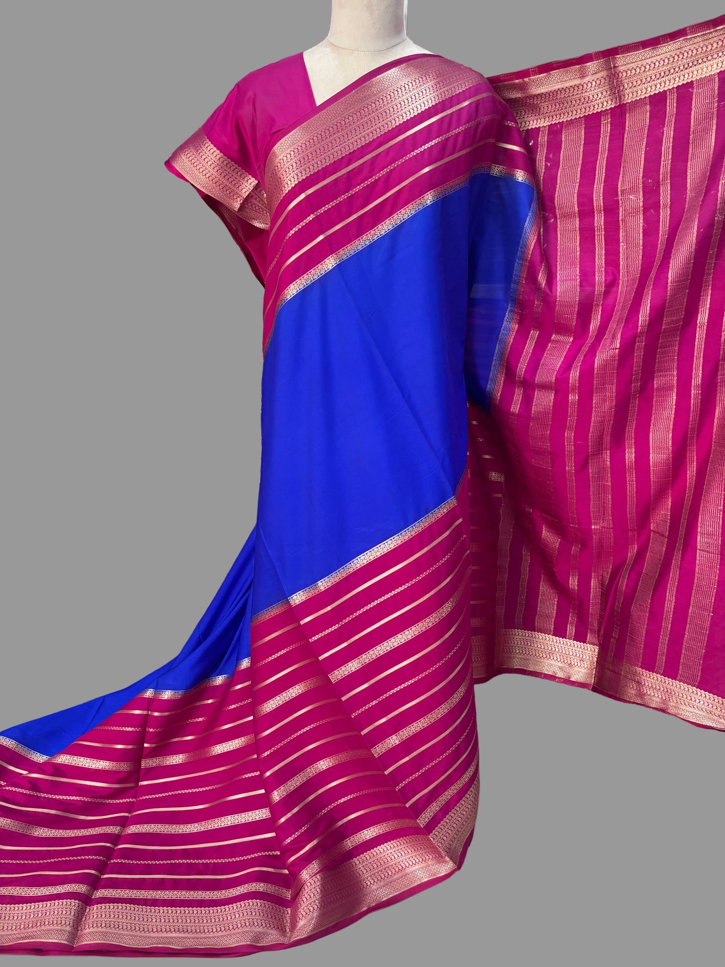 Semi Mysore Crepe (Premium, 2D 3 Lines Mango Border)