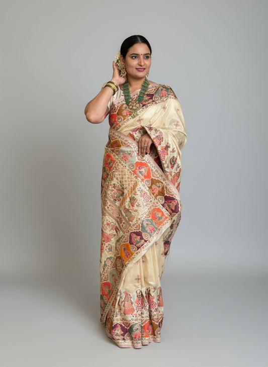 Kashmiri Pashmina Saree (Dancing Doll Theme)