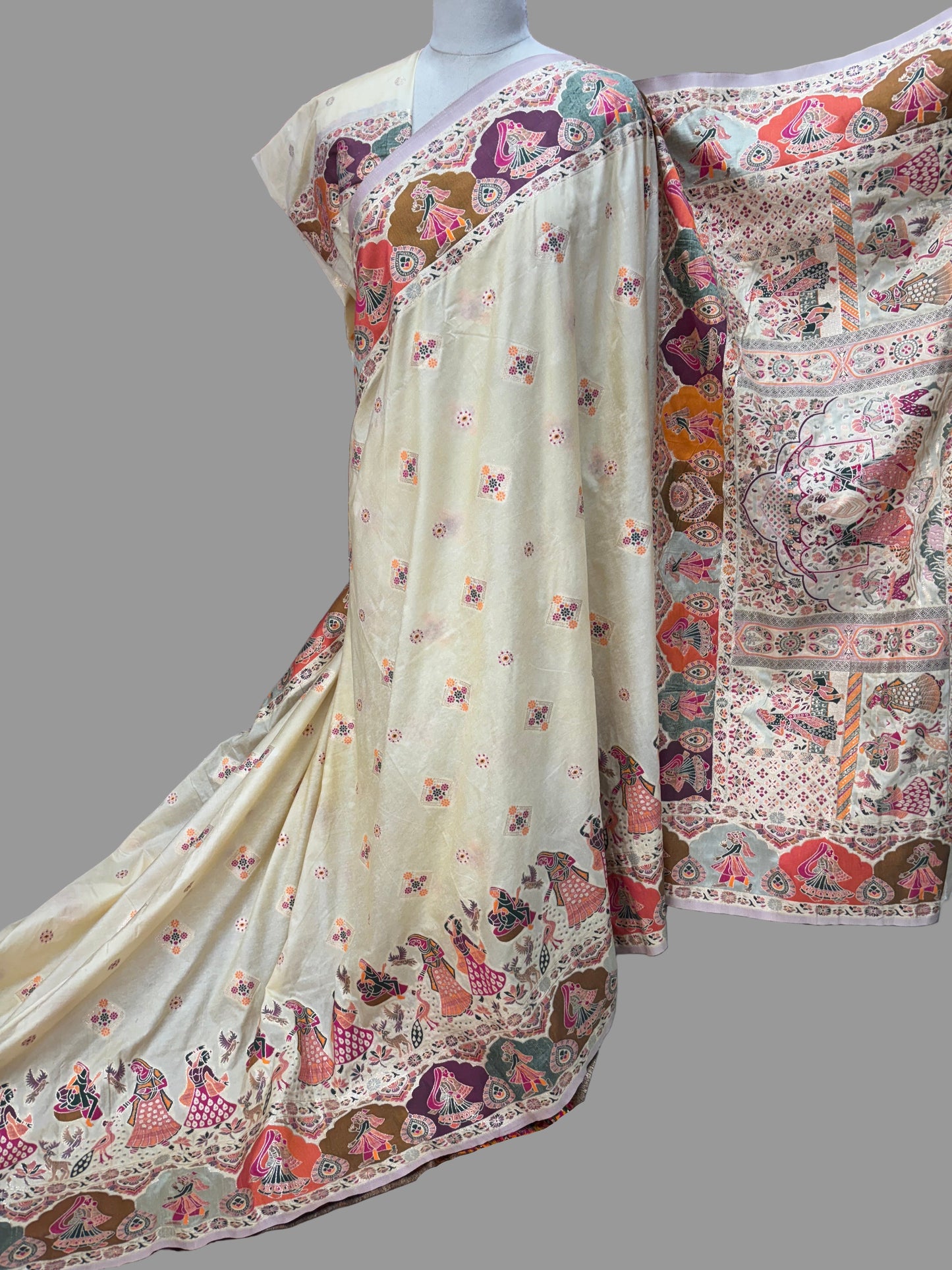 Kashmiri Pashmina Saree (Dancing Doll Theme)