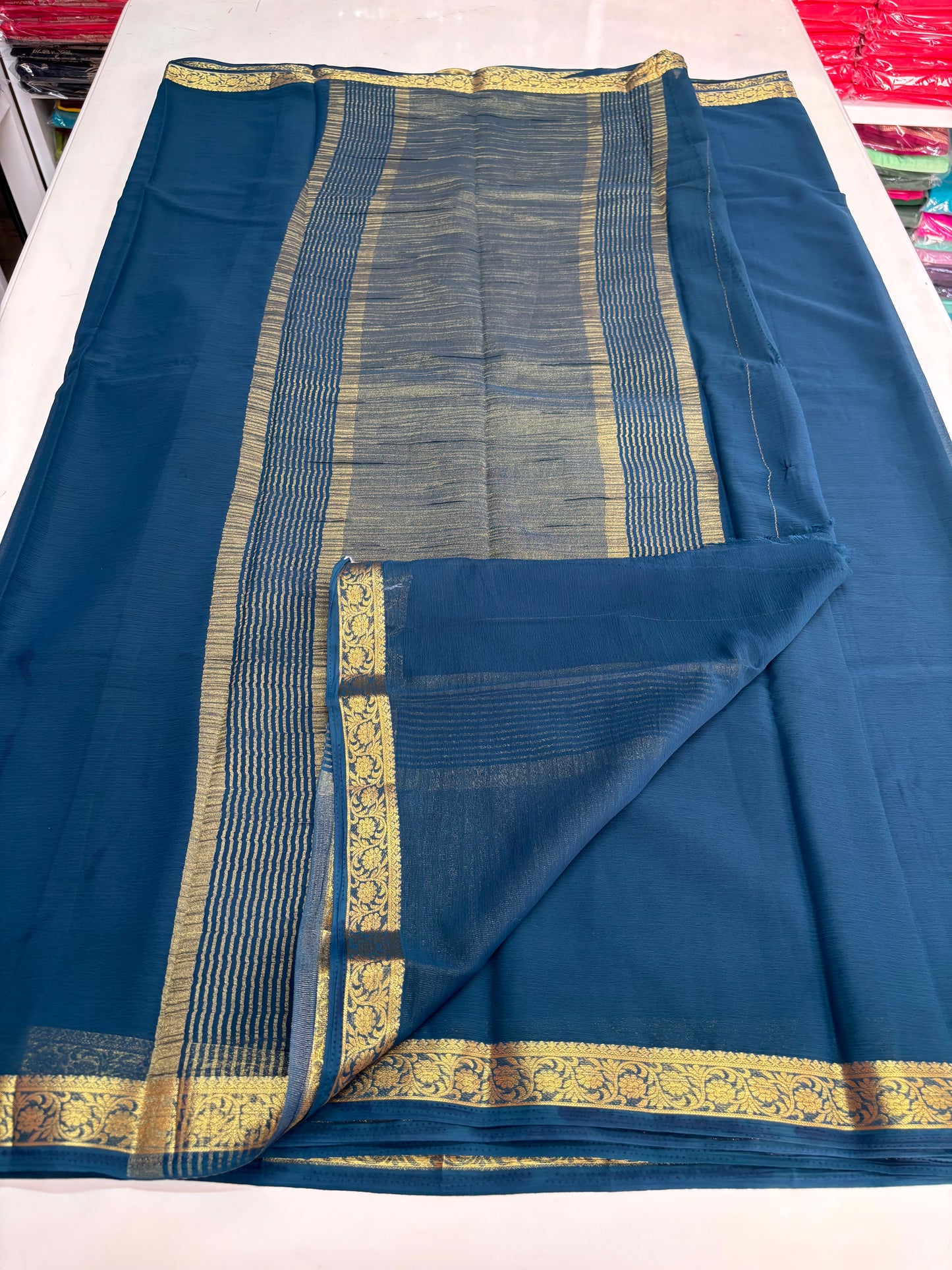 Crushed Chiffon (1-inch Floral Border)