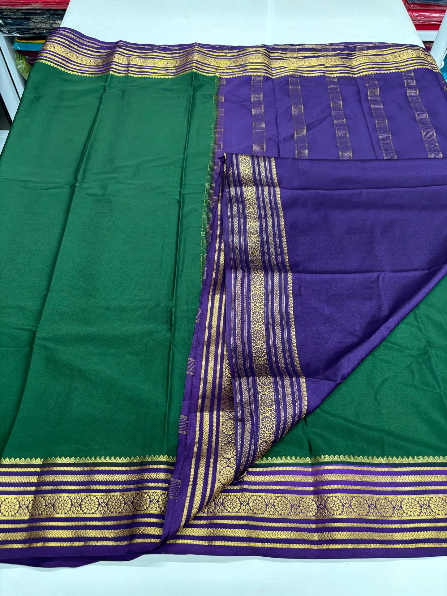 Semi Mysore Crepe (Premium, 1 Line Flowers Border)