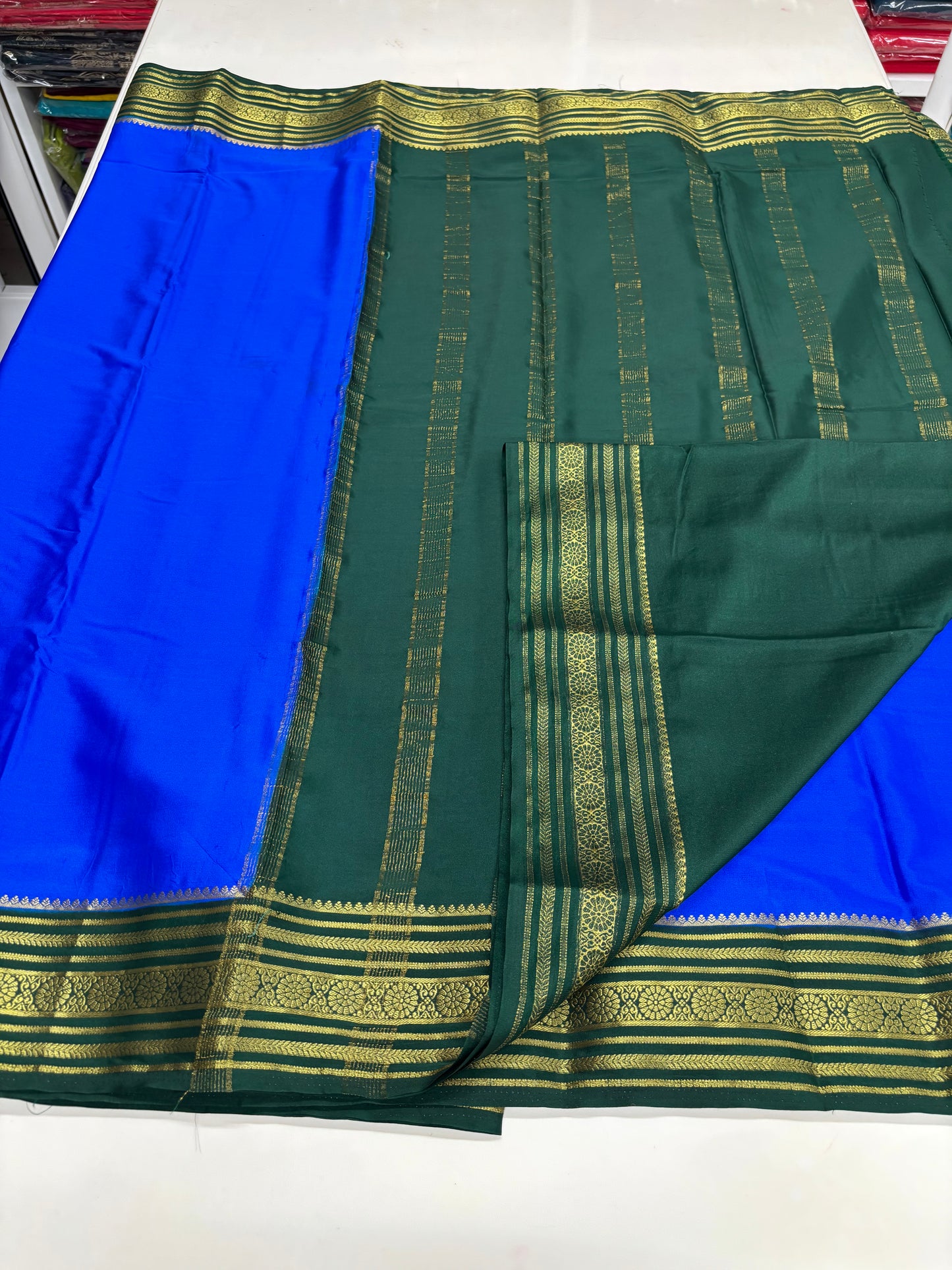 Semi Mysore Crepe (Premium, 1 Line Flowers Border)