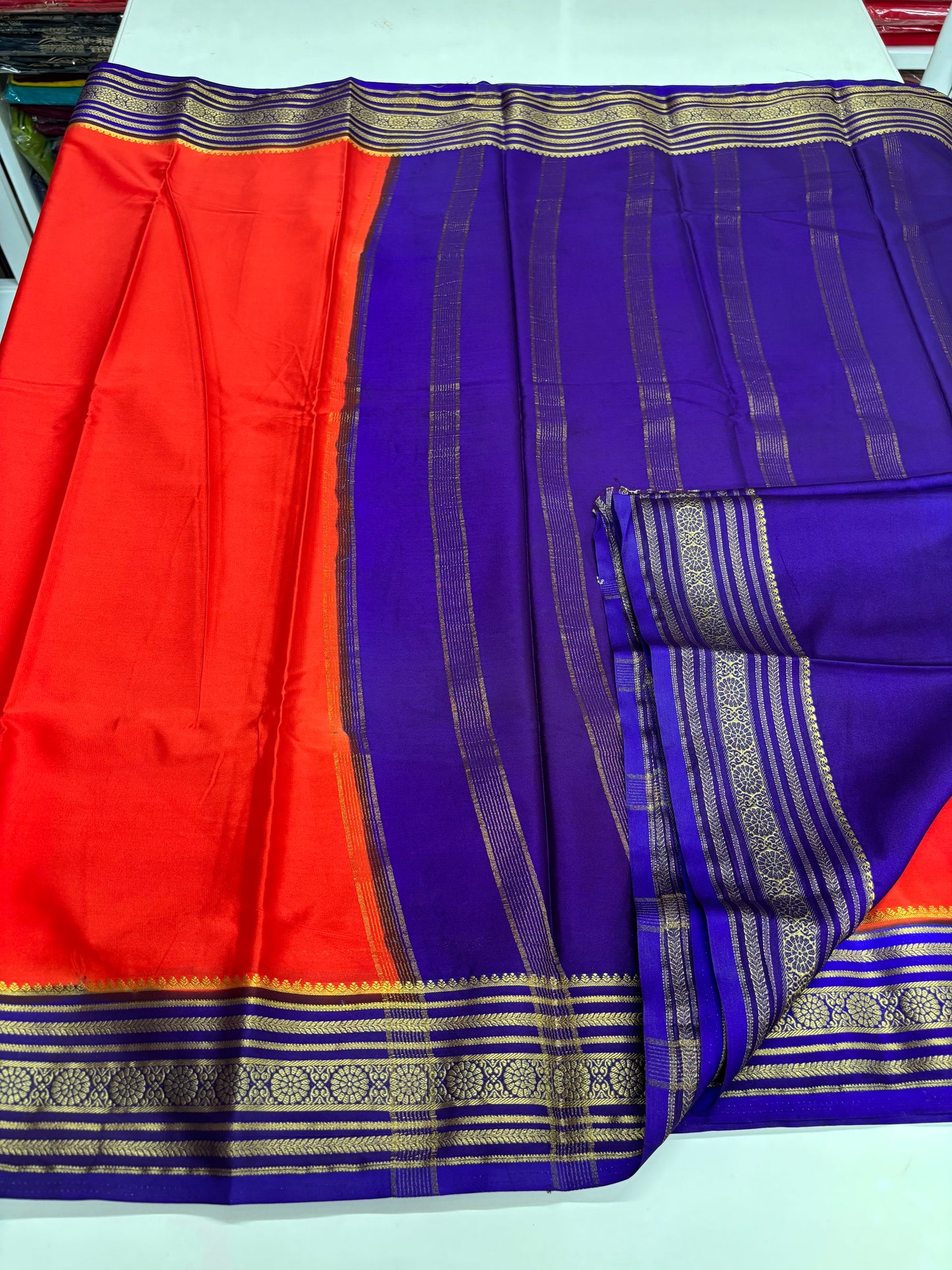 Semi Mysore Crepe (Premium, 1 Line Flowers Border)