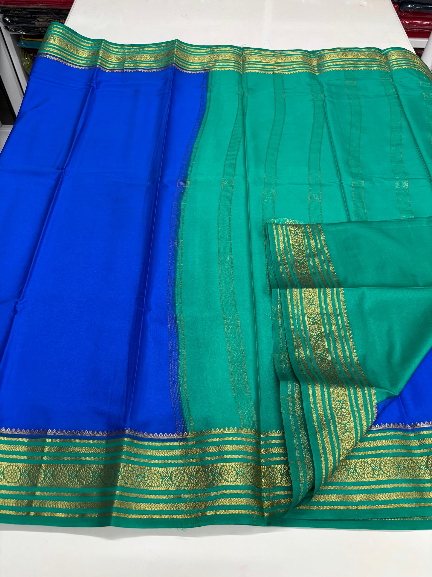 Semi Mysore Crepe (Premium, 1 Line Flowers Border)