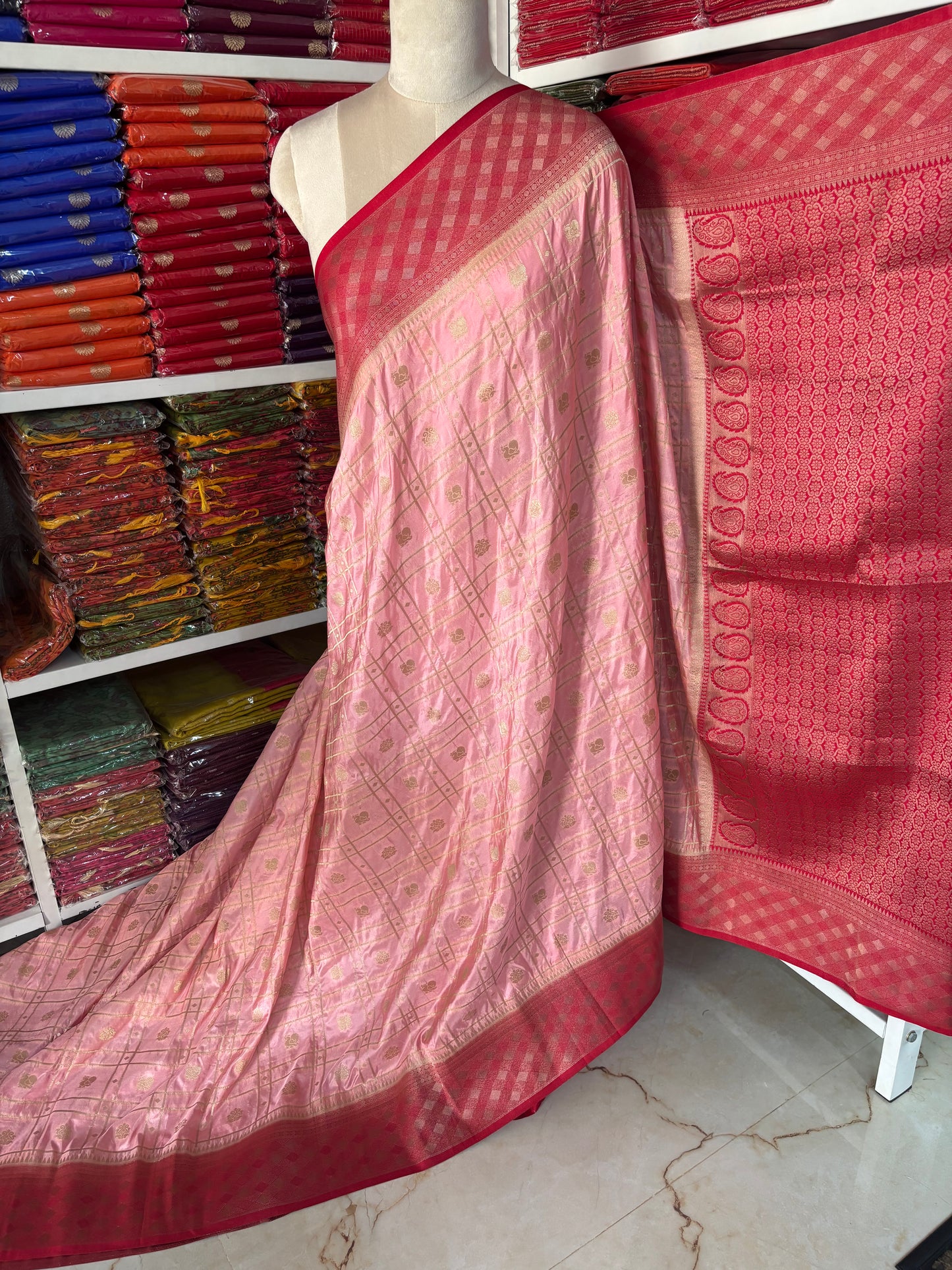 Semi Mysore Crepe (Checks, Motifs, Rich Pallu)